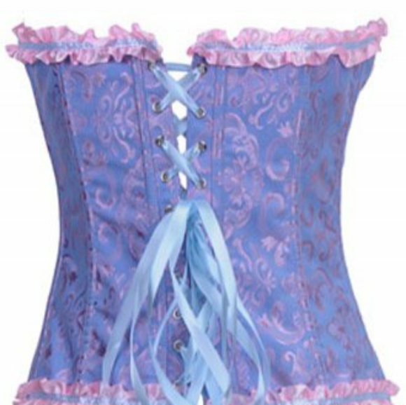 HP✨Gorgeous lavender jacquard corset w/pink & blue - Picture 3 of 3